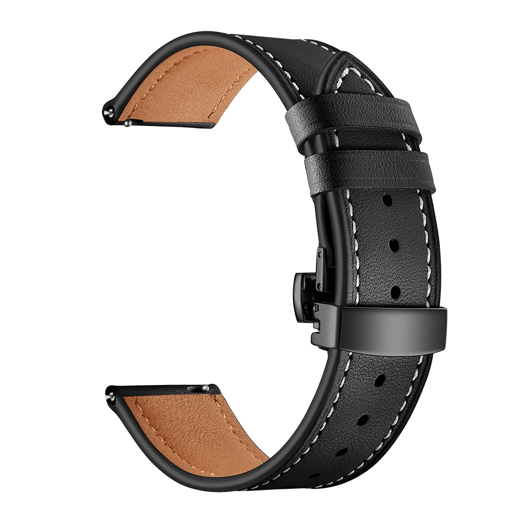 Кожаный ремешок для часов Samsung Gear S3 Frontier/Classic Galaxy 46 мм с пряжкой бабочкой 22 Сменный