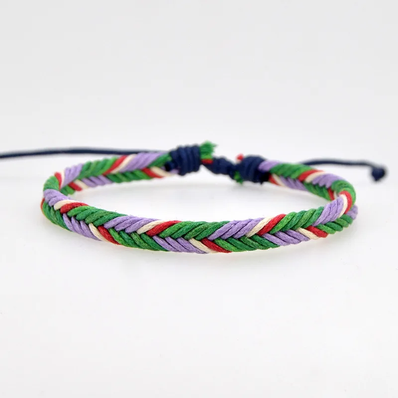 Женский плетеный браслет Lucky Rope цветной винтажный с нитью | Украшения и