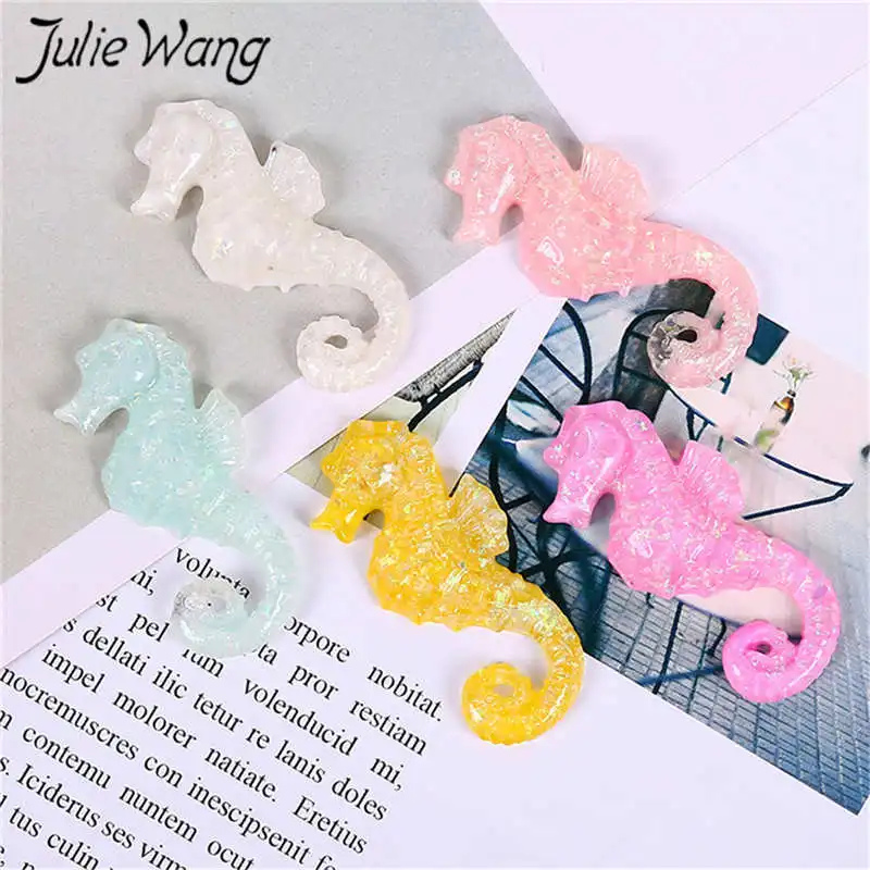 Прозрачные Подвески Julia Wang 20 шт. из смолы с рисунком морской лошадки для