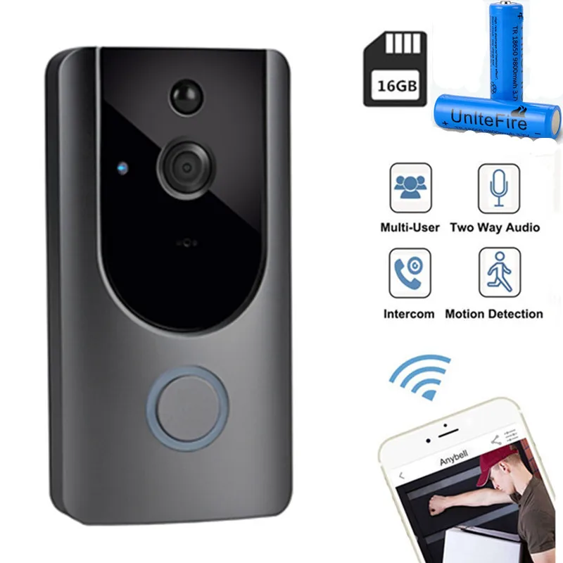 Умный видеодомофон дверной звонок камера двухстороннее аудио ночное видение PIR