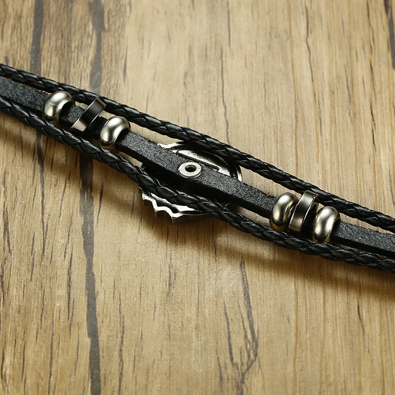 Мужской кожаный браслет в стиле панк винтажный Байкер игральные карты покер