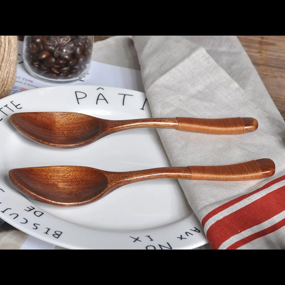 Ручная деревянная ложка с веревкой примитивное дерево Совок дети приспособления