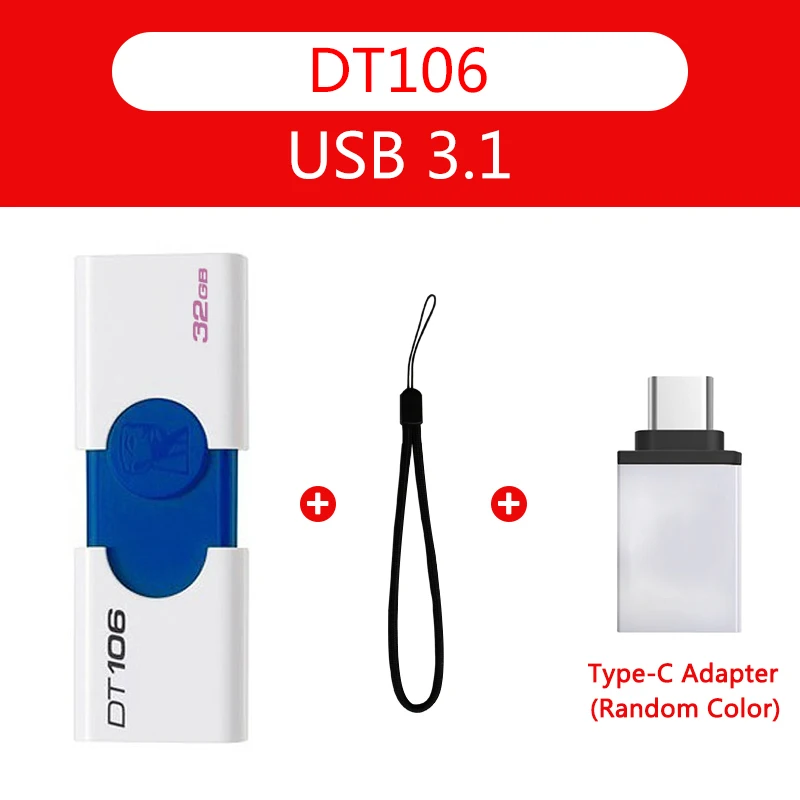 Kingston USB Flash Drive USB3.0 DT106 флешки usb3.1 16 ГБ 32 U диск флэш накопитель usb памяти Memoria|USB