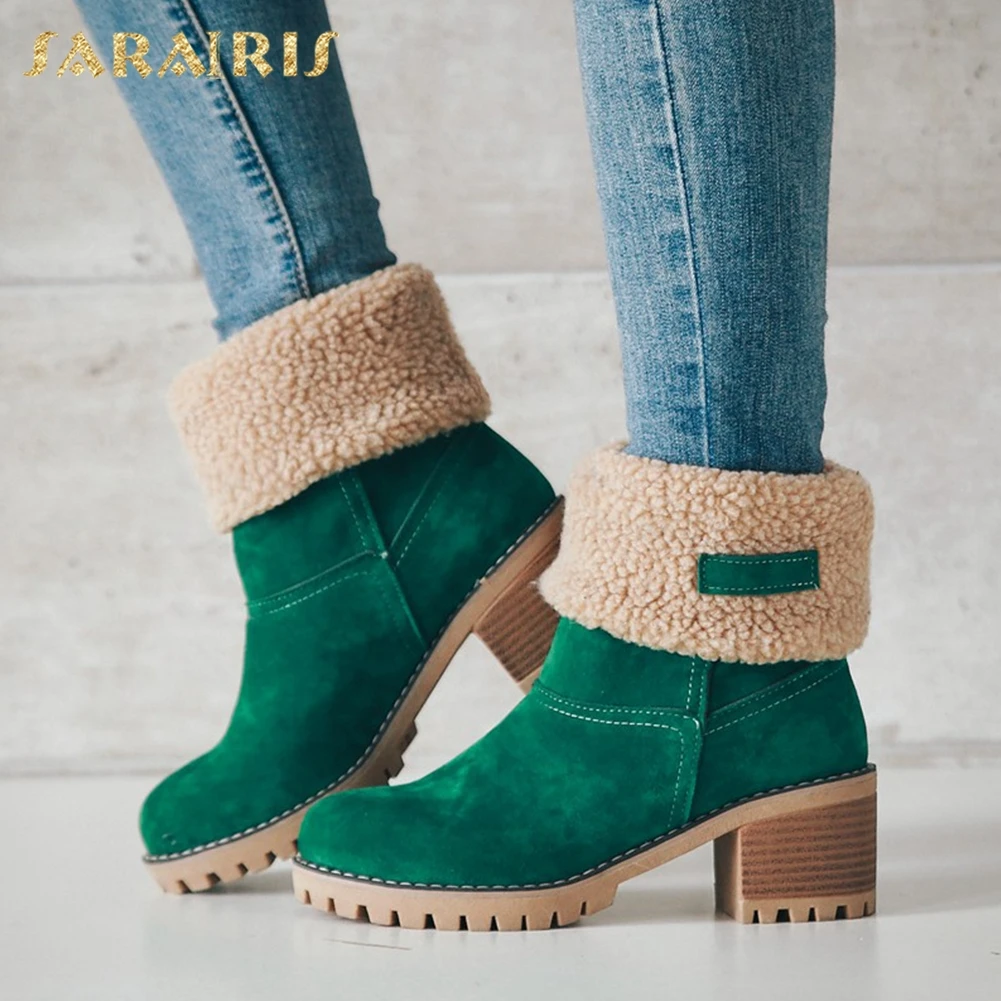 SARAIRIS/новые зимние сапоги больших размеров 34-43 для холодной зимы женская обувь модные теплые женские ботинки без застежки женская обувь