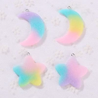 12pcs resin moon and star necklace charms very cute keychain pendant necklace pendant for diy decoration