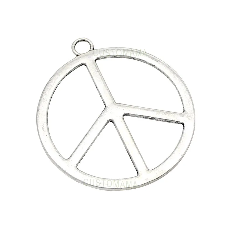20pcs Peace амулеты античное серебро Большая подвеска &quotзнак мира&quot Подвеска 47x42