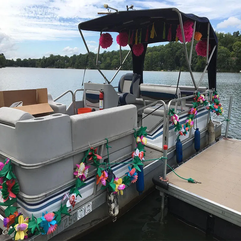 3 м цветы зеленые листья Бумажная гирлянда свадебное украшение Лето Luau Гавайские