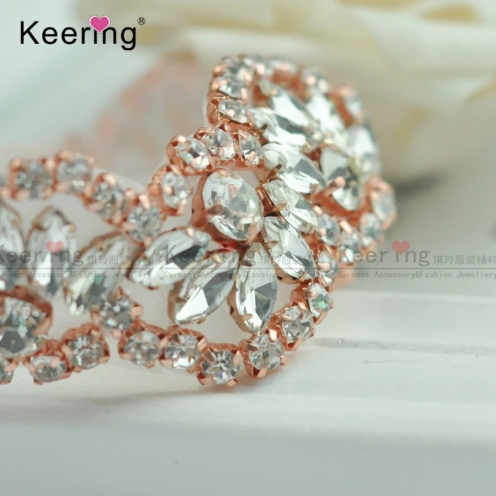 (5 ярдов) оптовая продажа свадебные украшения из бисера розовое золото стразы