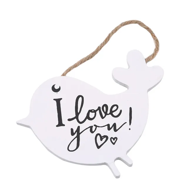 White bird ILOVEYOU Креативное домашнее украшение, настенная тарелка для дома и сада, приветственная доска для птиц и дома, деревянная вывеска для рукоделия - Цвет: White bird ILOVEYOU