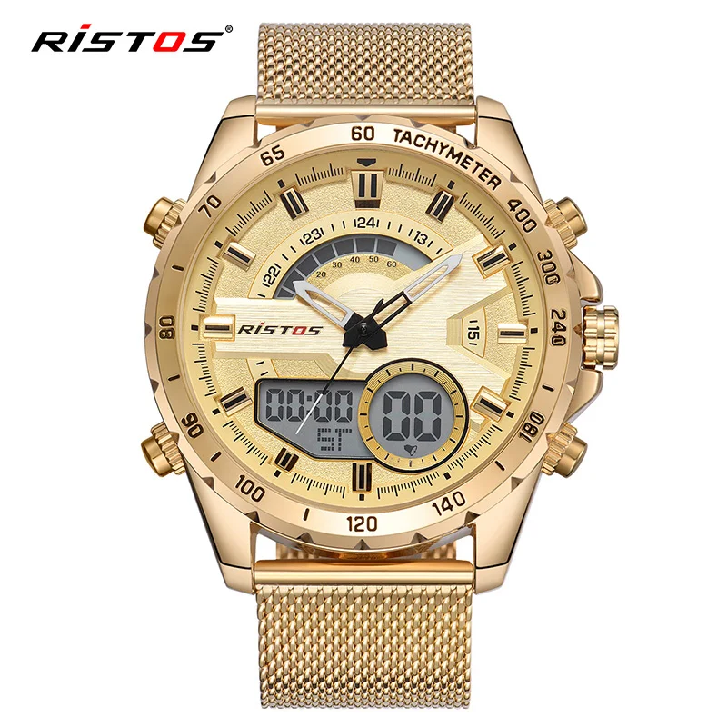 2018 RISTOS мужские цифровые наручные часы с хронографом многофункциональные