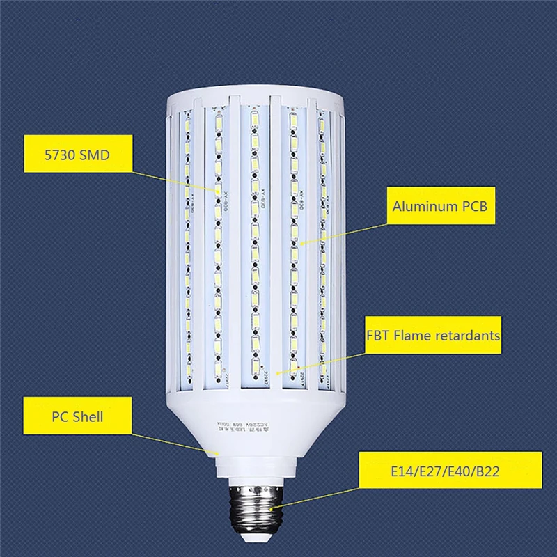 Светодиодный светильник E27 SMD 5730 светодиодный высокого качества 10 Вт 12 15 25 30 40 50 100