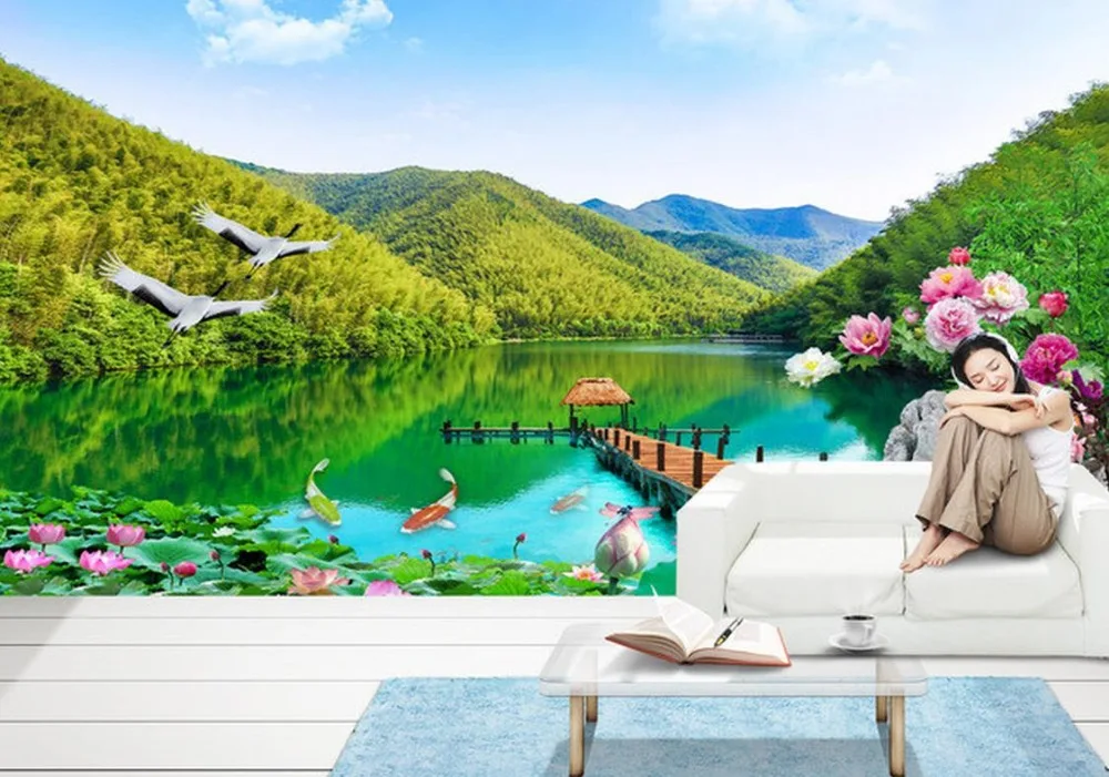 Пользовательские 3d Настенные обои для дома и богатого пейзажа фоновые