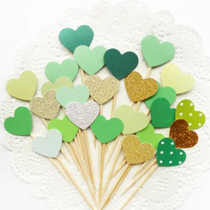 Красочный в форме сердца чашки флажки для торта вечерние торт Топпер Baby Shower