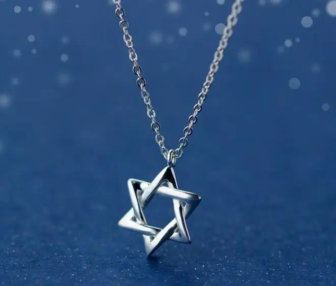 real. 925 Sterling Silver Hollow David of Star Necklace & Pendant wholesale C-D0693