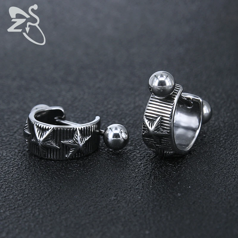 Серьги-кольца ZS из нержавеющей стали для мужчин и женщин маленькие круглые