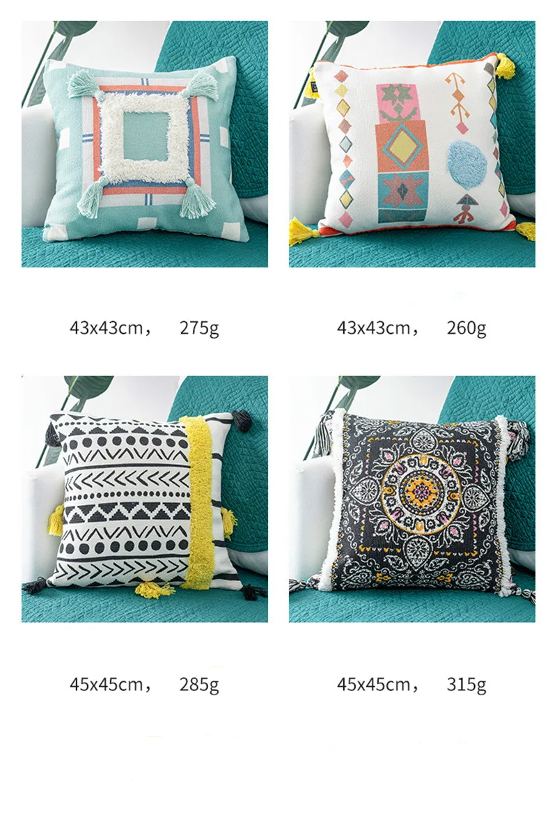 Cojines decorativos para sofa Morocco Геометрическая черно-белая ворсистая наволочка с кисточкой Рождественский чехол для подушки