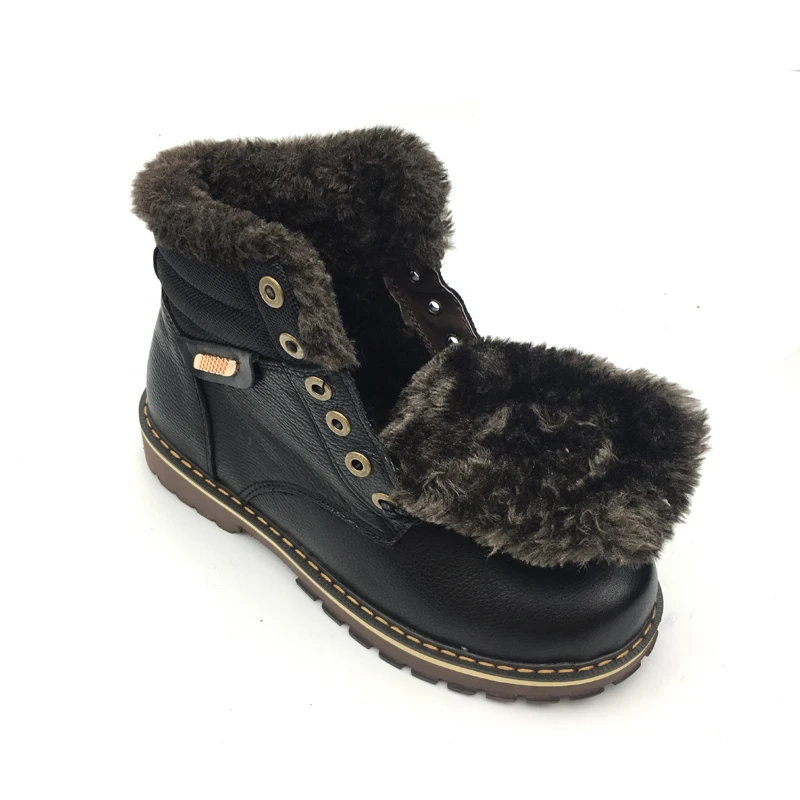 Мужские кожаные ботинки с натуральным лицевым покрытием очень теплые мужские