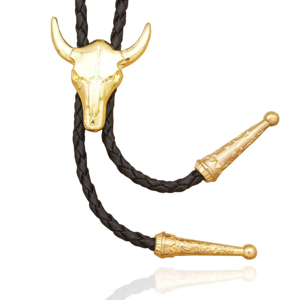 Галстук Western Texas Longhorn Buffalo Steer из коровьей кожи с черепом для Родео боло винтажное