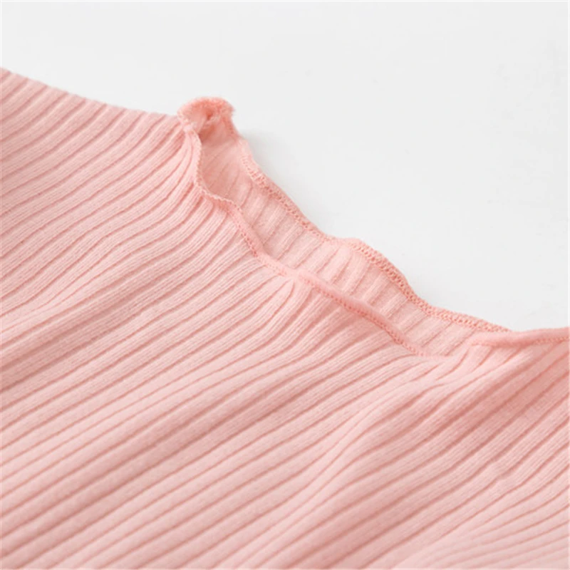 Осенняя Футболка с рукавами колокольчиками комплекты одежды для маленьких