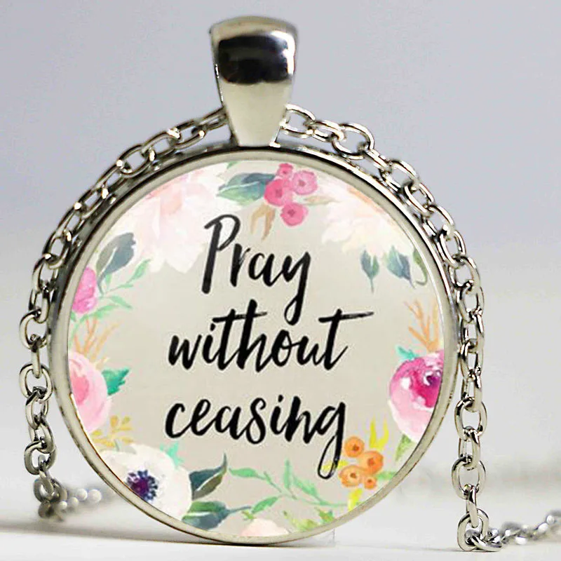 Мода молиться не останавливаясь Библейский стих христианское ожерелье кабошон