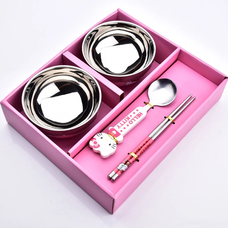 Oneoney 1 комплект чаша ложка CHOPSTICKS кухонная миска hello kitty Doraemon кухонные столовые