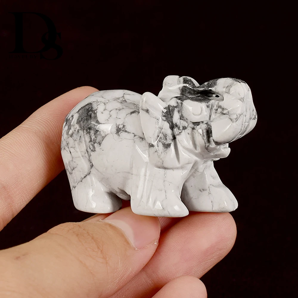 Натуральная фигурка слона Howlite резная вручную кварцевая статуя животного