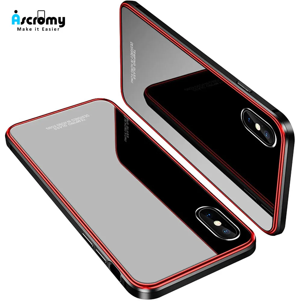 Чехол Ascromy для iPhone X, ударопрочный, 360, роскошное блестящее стекло, задняя крышка для iPhone XS Max XR 8 Plus 7 6 6S 10, аксессуары Coque
