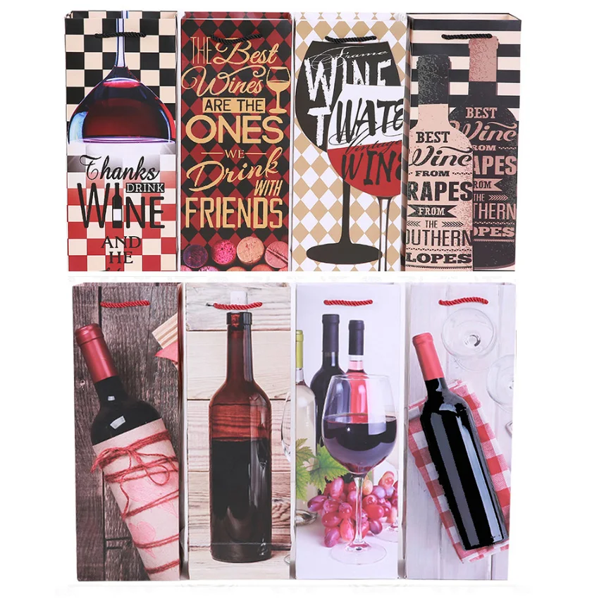 

10 Pcs/lot 35*11.5*9cm Single Wine Handbag Bags Premium Red Wine Bag Gift Packaging Recyclable Bags Environmental Protection Bag