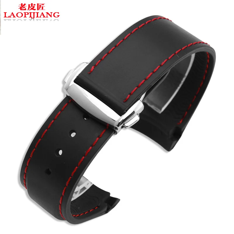 Ремешок для часов из силиконовой резины с изогнутым концом и пряжкой установки