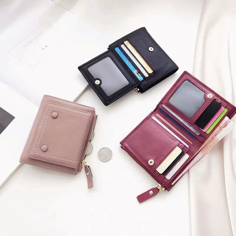 Женский маленький кошелек из мягкой натуральной кожи короткие женские кошельки