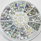 DIY Nail Art Wheel Tips Кристалл Блеск Стразы 3D украшение для ногтей Белый AB Цвет акриловая Алмазная дрель