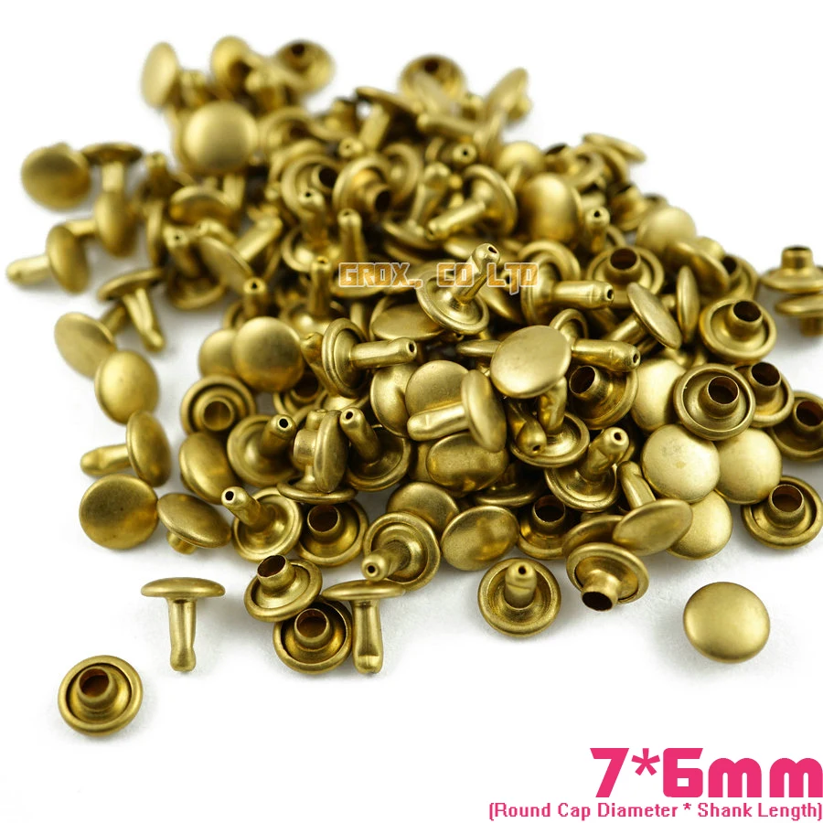 

400 set 7*6mm Brass Material Double Cap Round Rapid Rivet Punk Rock Leathercraft Rivet