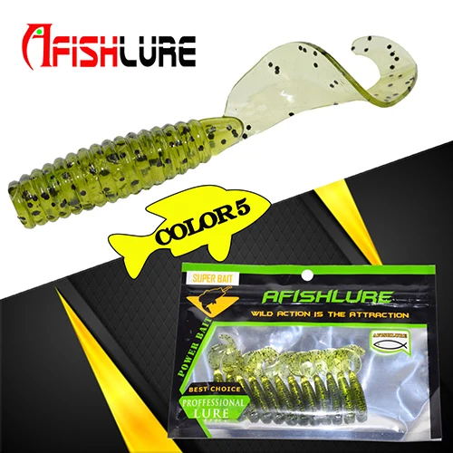 Color5 12 шт./лот, Afishlure, 45 мм, 1,2 г, grub, искусственная Panfish Crappie Bream, форель, кренкбейт, Мягкая приманка, приманка для рыбалки, Мягкая приманка - Цвет: Color5