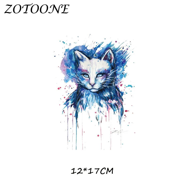 ZOTOONE красивые акварельные Кот гладить на патчи для одежды передачи тепла