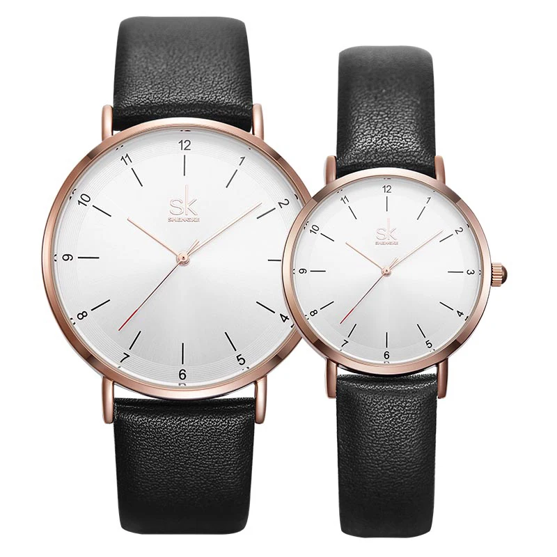 couple watch 1 Shengke модные кожаные часы для влюбленных Пара кварцевые часы Лакшери женские мужские наручные часы новые свадебные Дни подарок# K8066 - Цвет: couple watch 1
