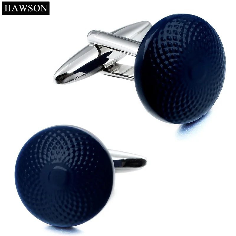 Dark Blue HAWSON круглые эмалевые Запонки мужские украшения для футболки 4 цвета запонки альтернатива жених свадьба манжета Кнопка соединитель - Окраска металла: Dark Blue