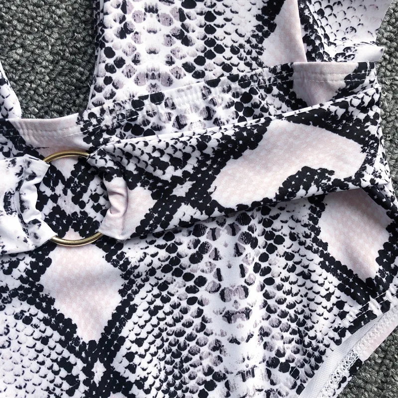 Сексуальный женский леопардовый Монокини Цельный купальник с глубоким V