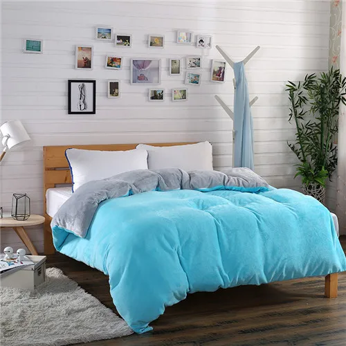 royal blue grey Зимний фланелевый флисовый пододеяльник, один пододеяльник, домашний текстиль, 1 шт., однотонный теплый пододеяльник, бархатный пододеяльник, двустороннее использование - Цвет: royal blue grey