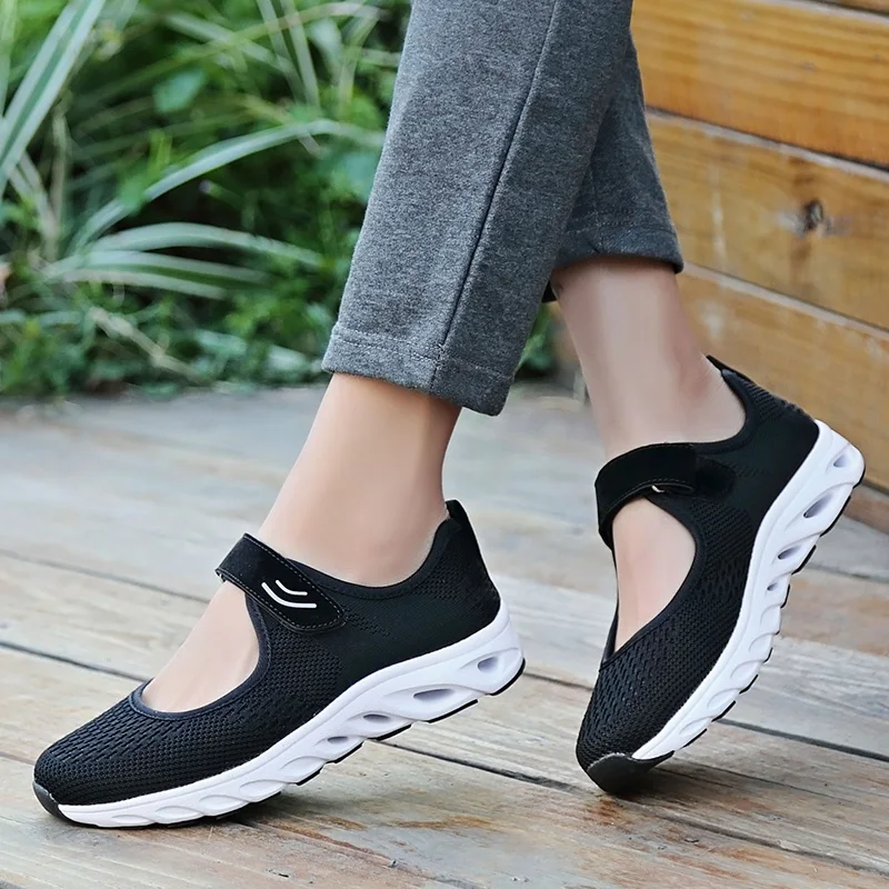 New Summer Casual Shoes Women Breathable Mesh Youths Fashion Hook Loop Flats Autumn Spring Non-slip Fitness Mother | Обувь