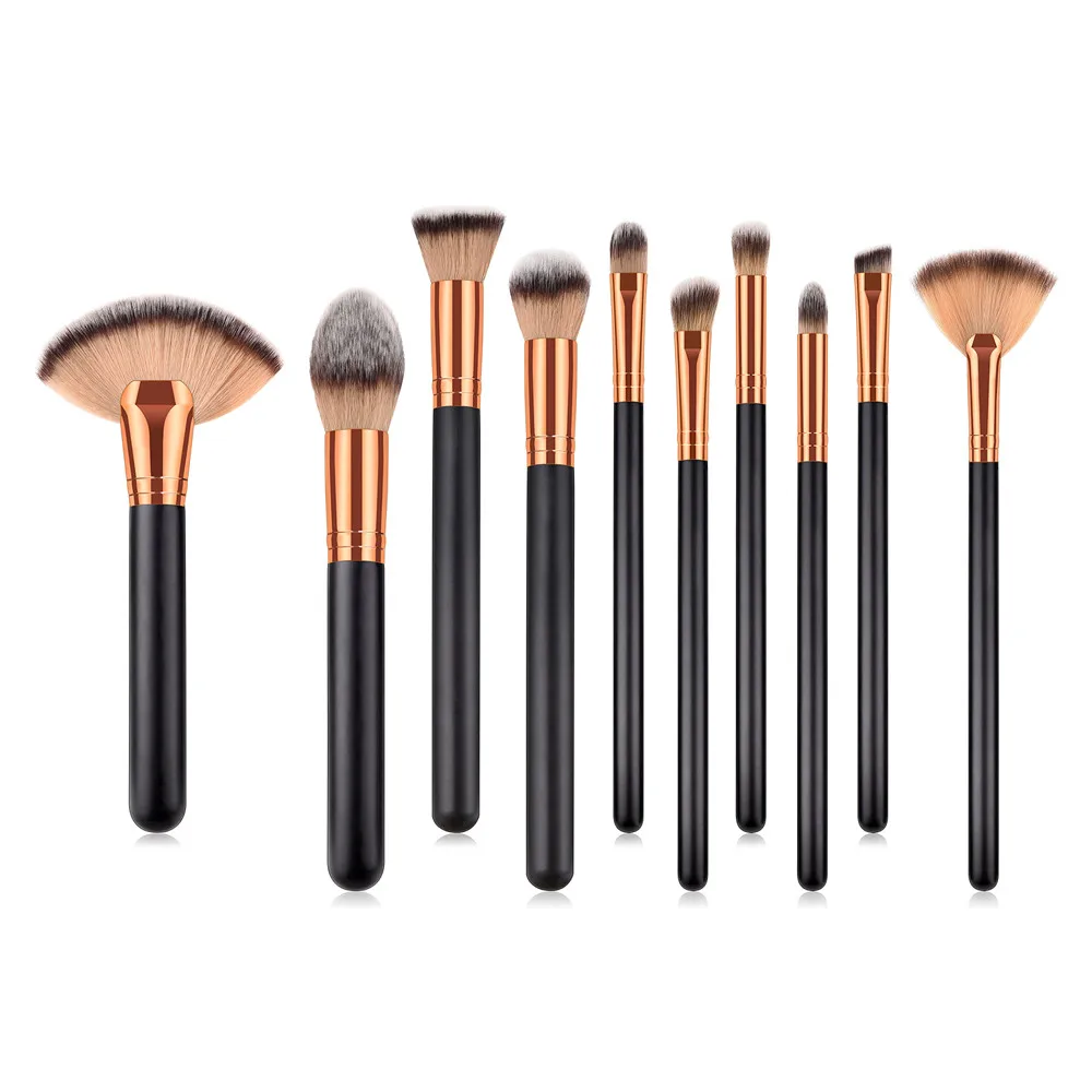 Gujhui Профессиональный Pincel de maquillaje 10 шт. модные деревянные Косметические кисти для