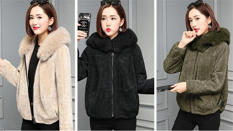 Fur Story, Женская Шуба с имитацией овечьей шерсти, зимняя куртка с капюшоном, женская шуба из овчины, большие размеры, A760