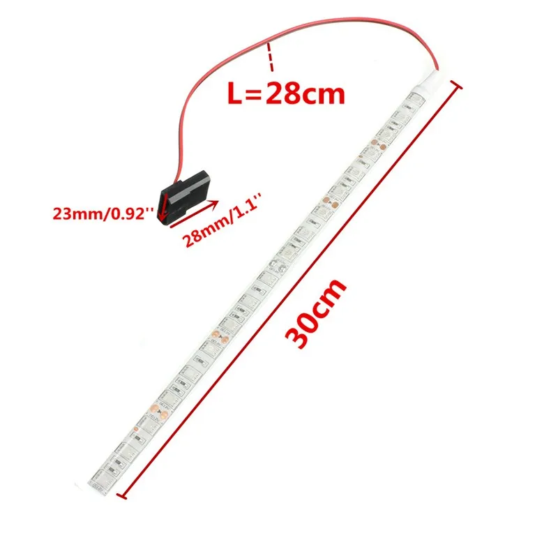 Высокое качество 18 светодиодный 5050 SMD PC чехол для компьютера водонепроницаемый гибкий ленточный светильник DC12V красный синий зеленый желтый теплый белый