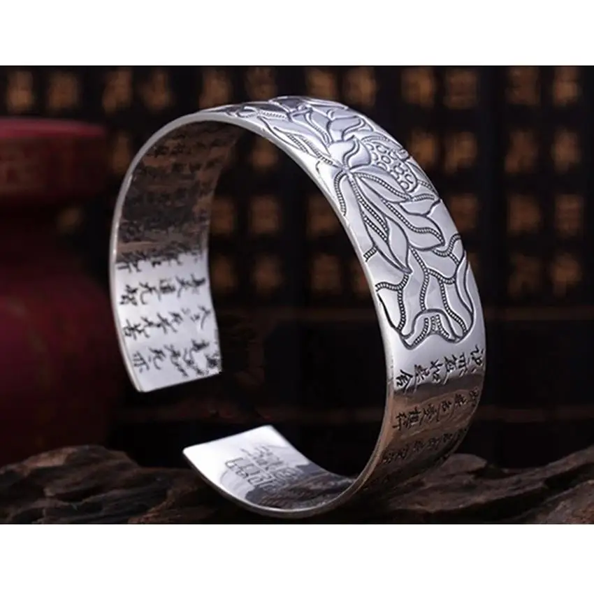 PXCHZQ посеребренный цветной браслет лотоса тибетский буддийский язык Писания