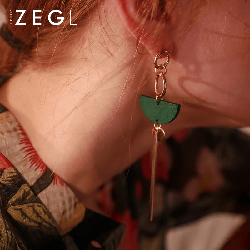 Zegl-личность преувеличенные веерообразные серьги с кисточками женские длинные