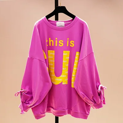 Женская трикотажная футболка Tumblr Повседневная Свободная из хлопка с длинными