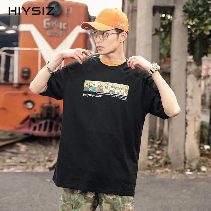 HIYSIZ 2019 Harajuku футболка для мужчин лето хип хоп короткий рукав повседневное