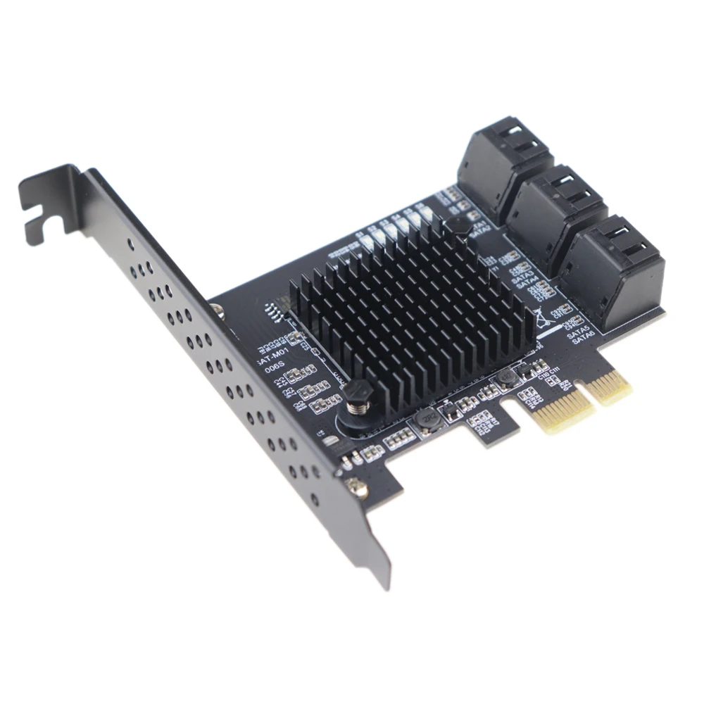 Адаптер PCIe 2 0x1 на SATA III с 6 портами карточка чипсетом Marvell без Raid для майнинга