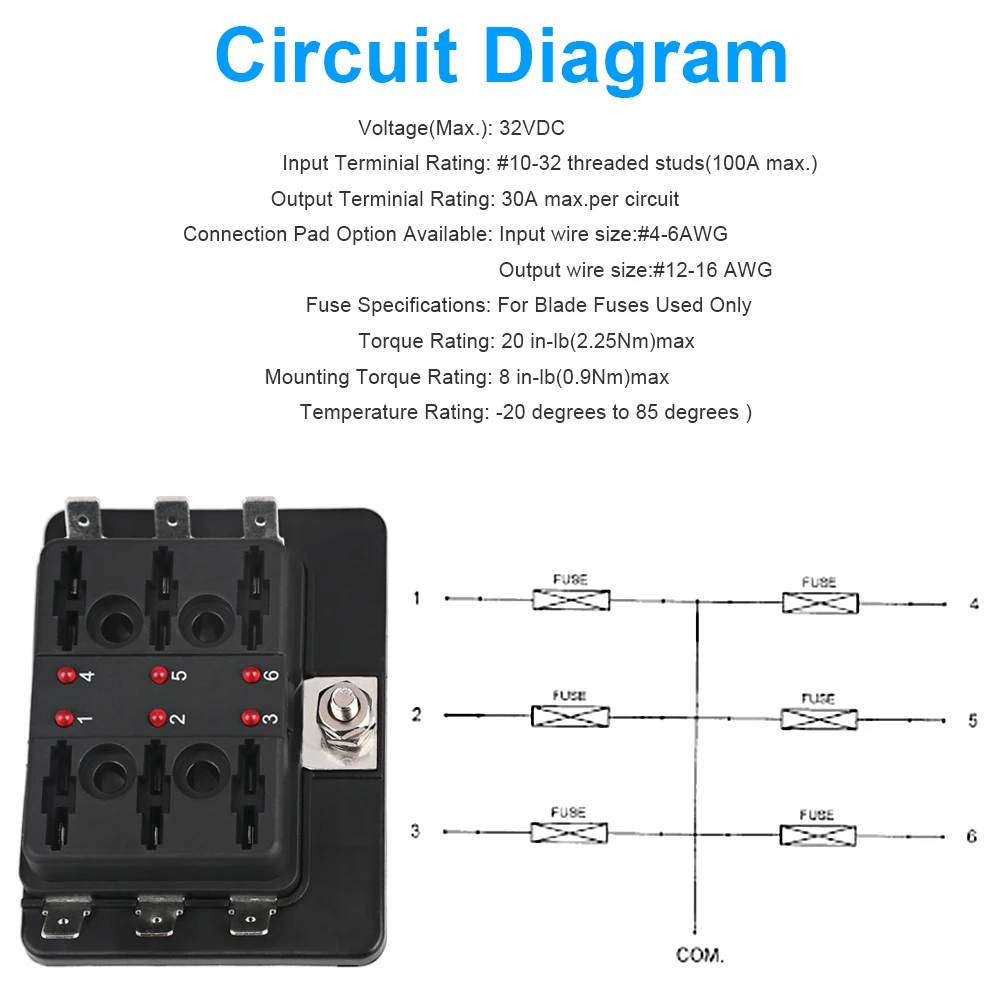 Fuses SCI R3-76 1 Power In 6 Way Blade Fuse Box LEDFuse Holder Kit Car Boat Marine | Автомобили и мотоциклы