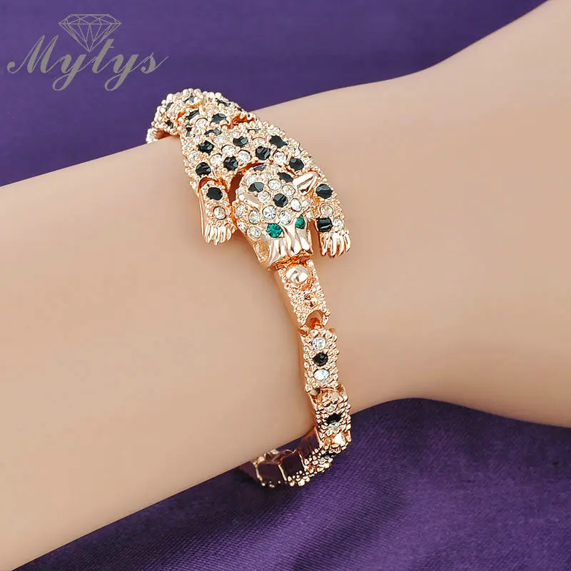 Женский браслет Mytys B308 B313 B501 с леопардовым принтом и кристаллами|link bracelet|bracelet