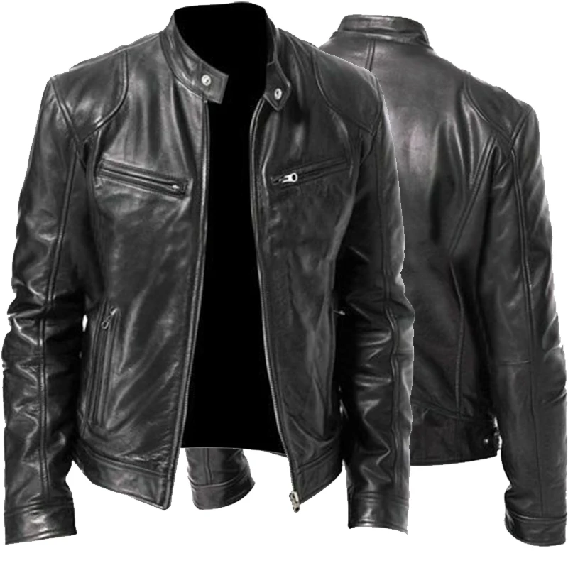 New Spring Autumn Men Tactical PU Leather Jacket Coat Slim Casual Motorcycle Military Bomber Jacket-A | Мужская одежда